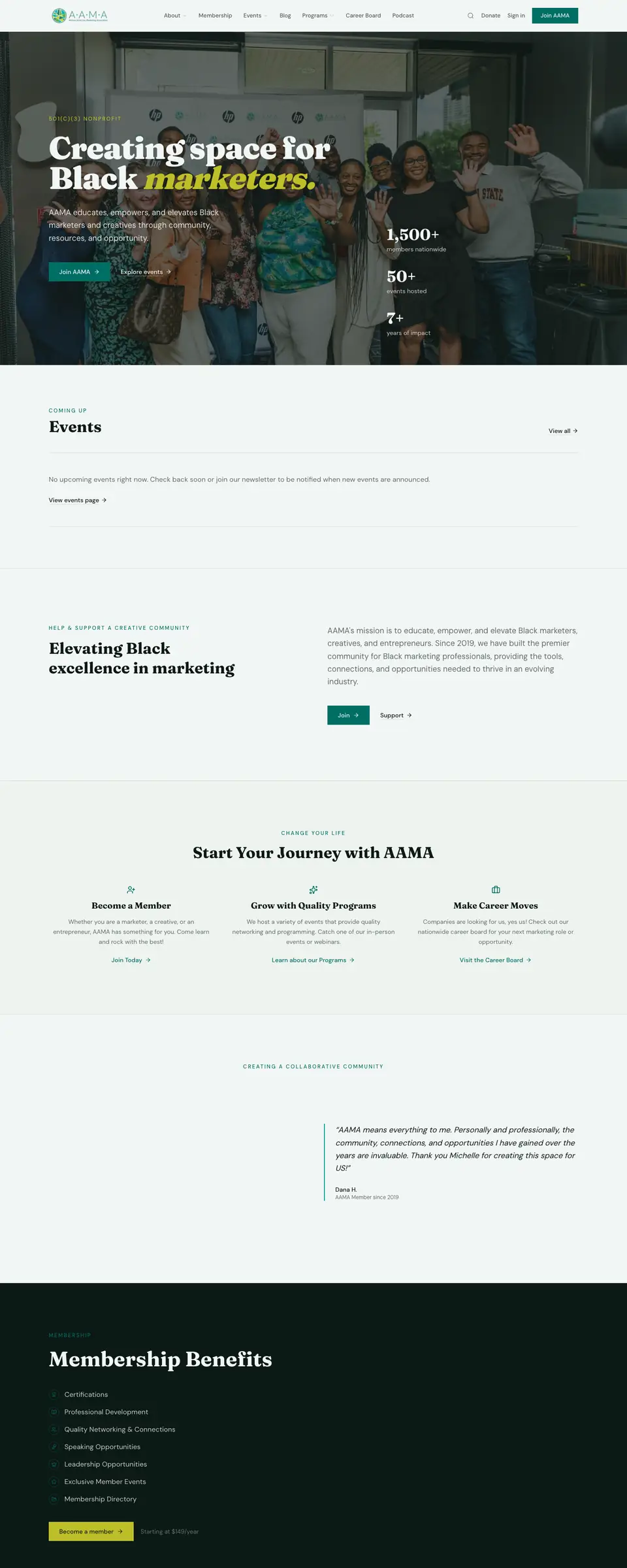 AAMA website, built by Howard Creative Co.