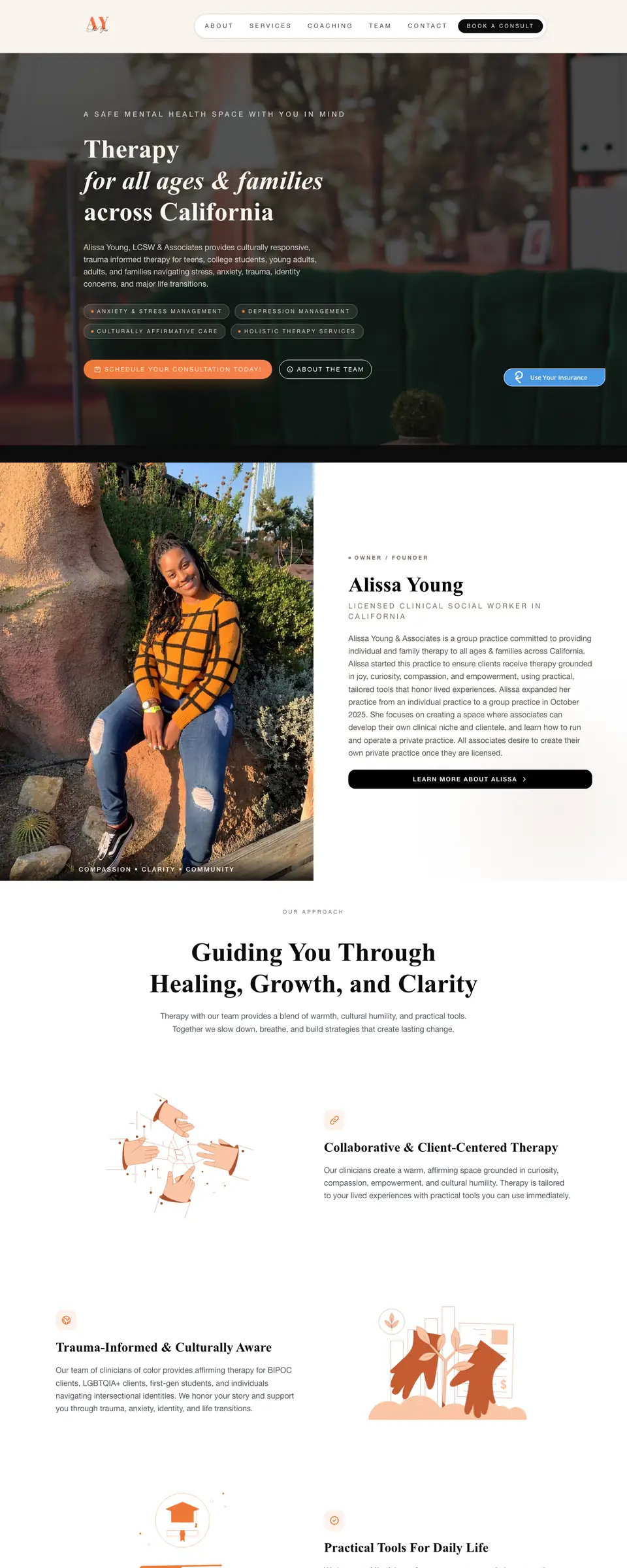 Alissa Young & Associates website, desktop