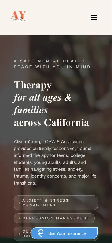 Alissa Young & Associates website on a phone