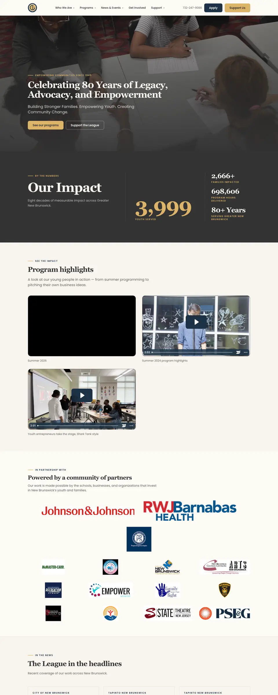 Civic League of Greater New Brunswick website, built by Howard Creative Co.