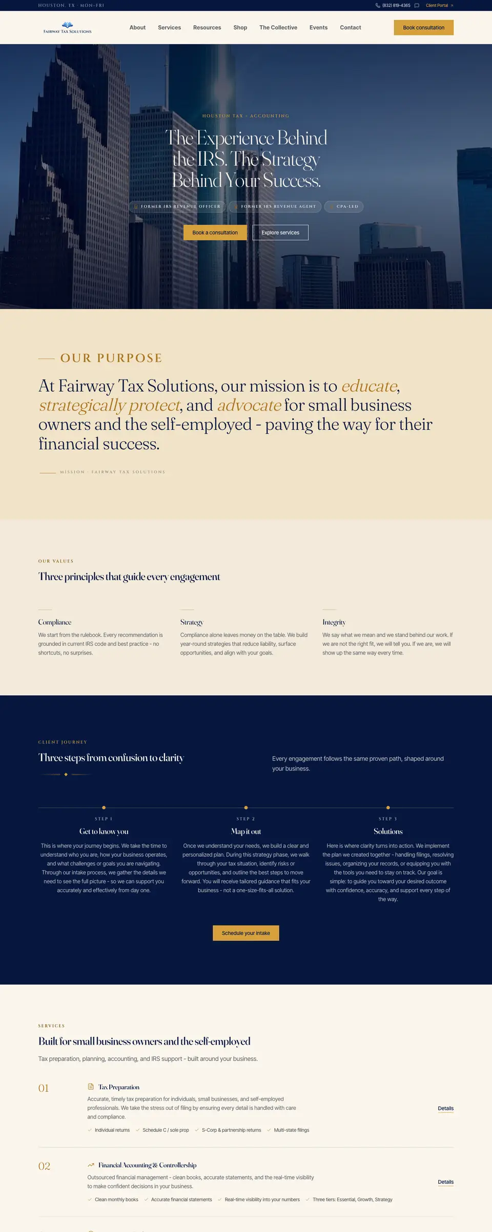 Fairway Tax Solutions website, built by Howard Creative Co.