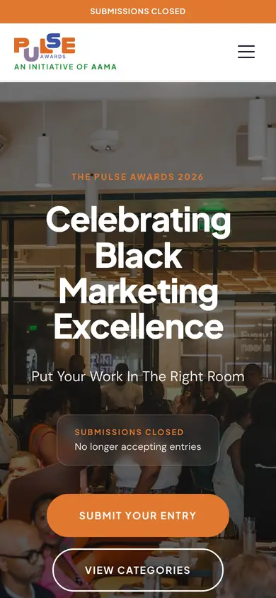Pulse Awards website on a phone