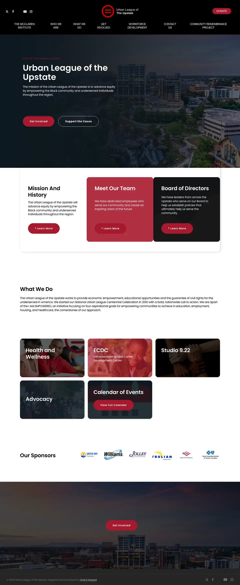 Urban League of the Upstate website, desktop