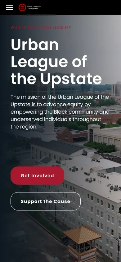 Urban League of the Upstate website on a phone